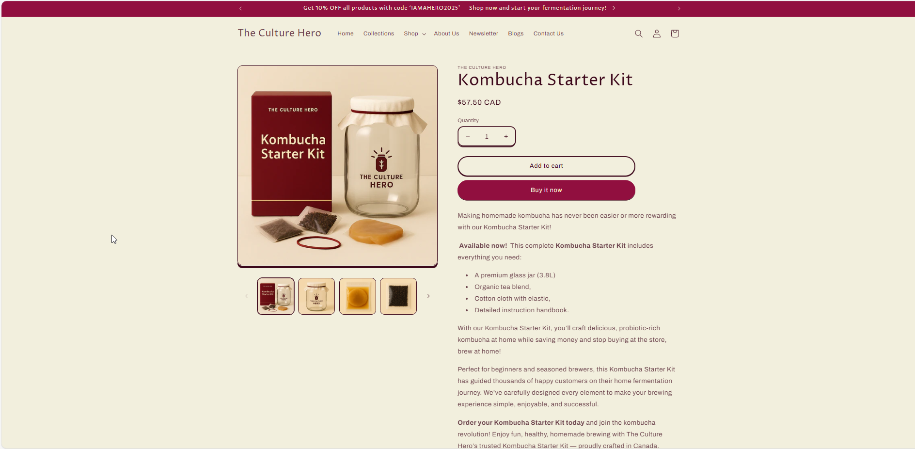 Product detail for kombucha culture
